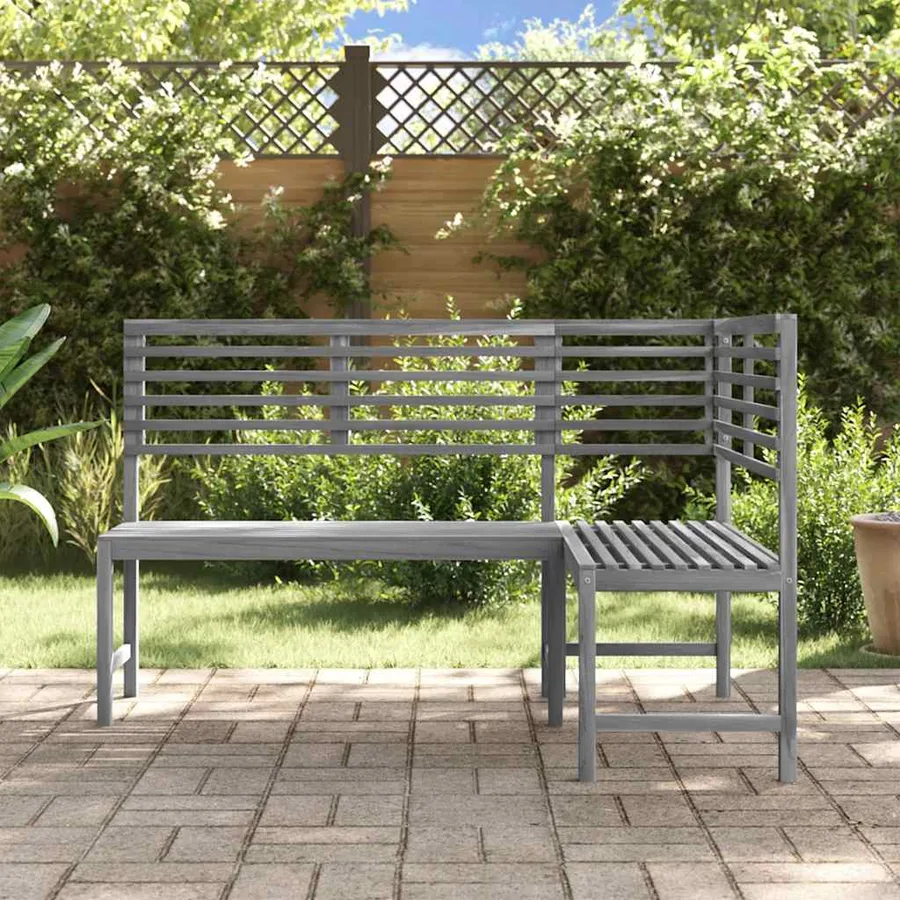 Banc d'angle de jardin Gris 140 cm Bois solide d'acacia - 3