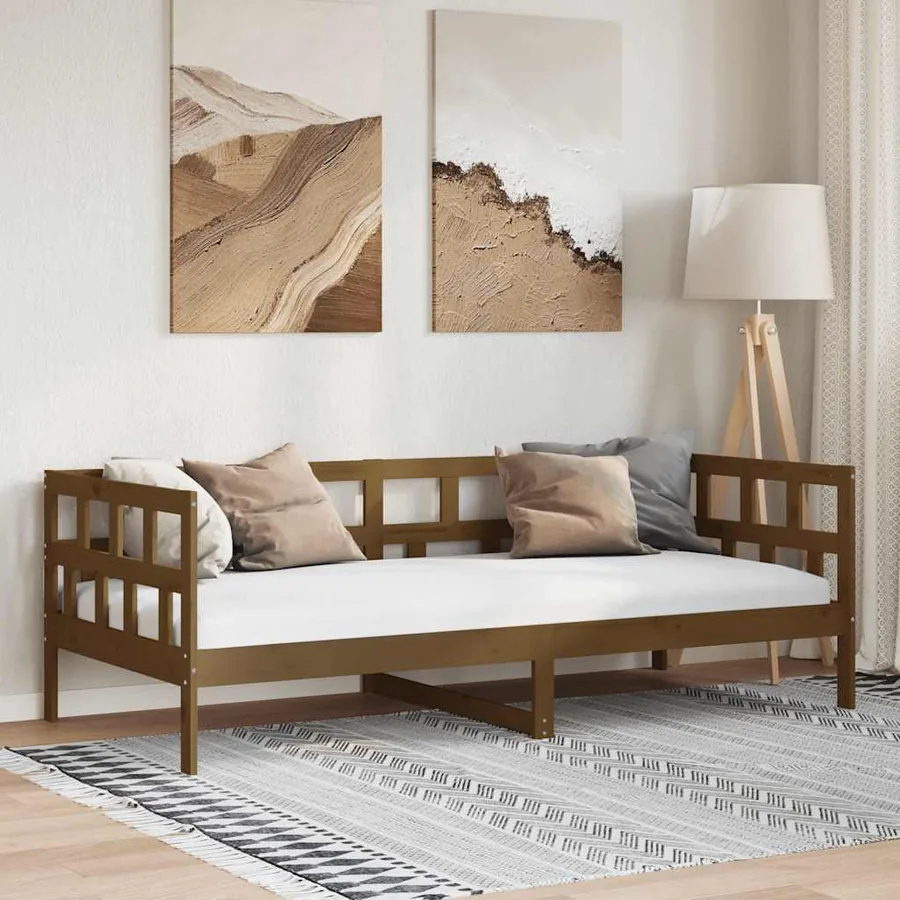 Lit de jour sans matelas marron miel bois pin massif 80x200 cm