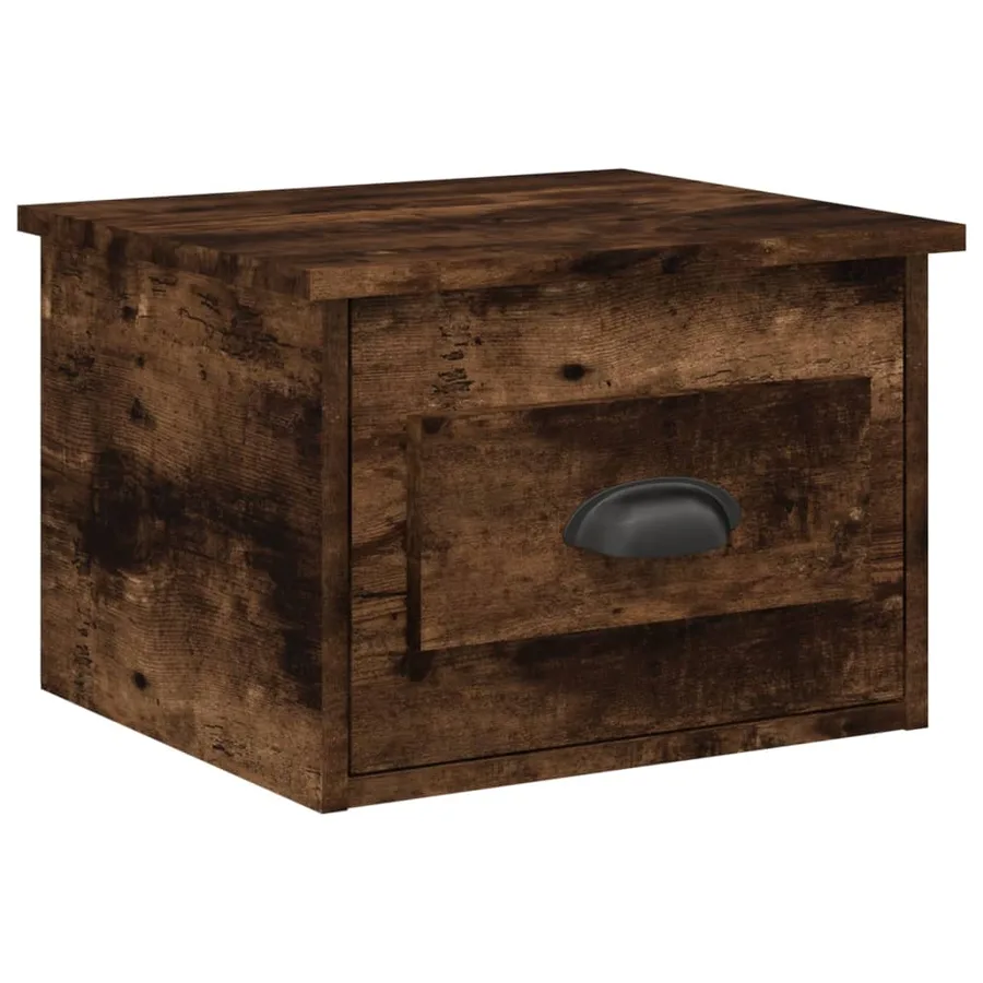 Table de chevet murale chêne fumé 41,5x36x28 cm - 2