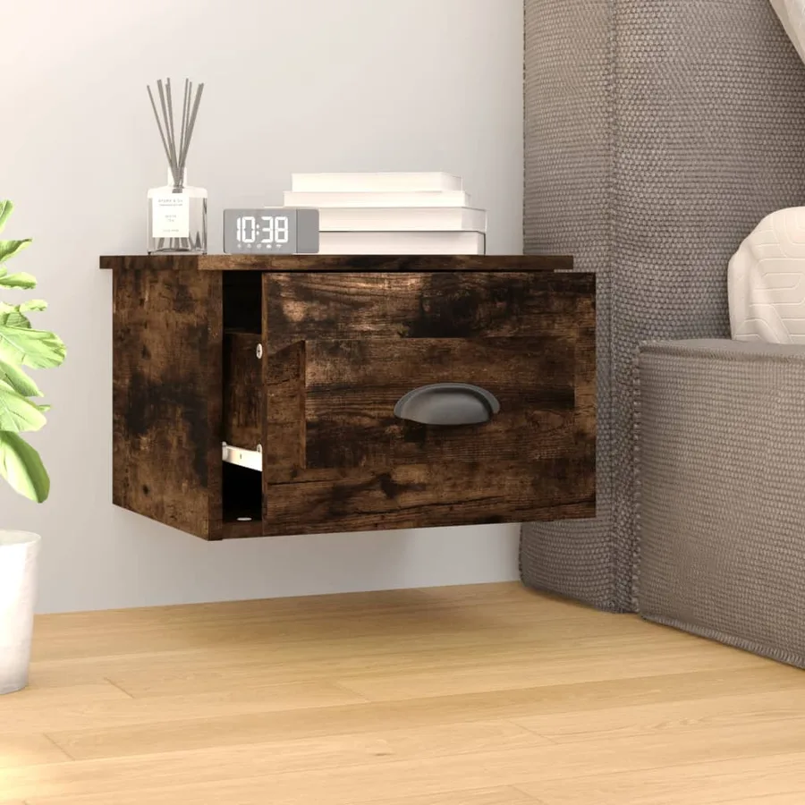 Table de chevet murale chêne fumé 41,5x36x28 cm - 3