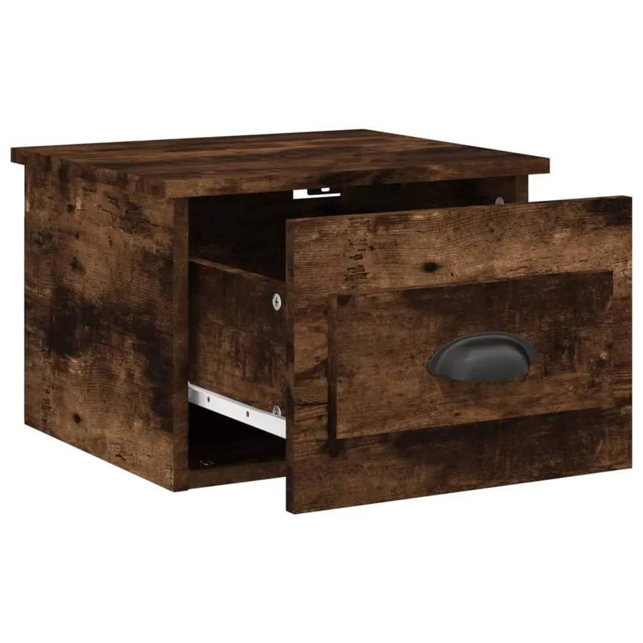 Table de chevet murale chêne fumé 41,5x36x28 cm - 5