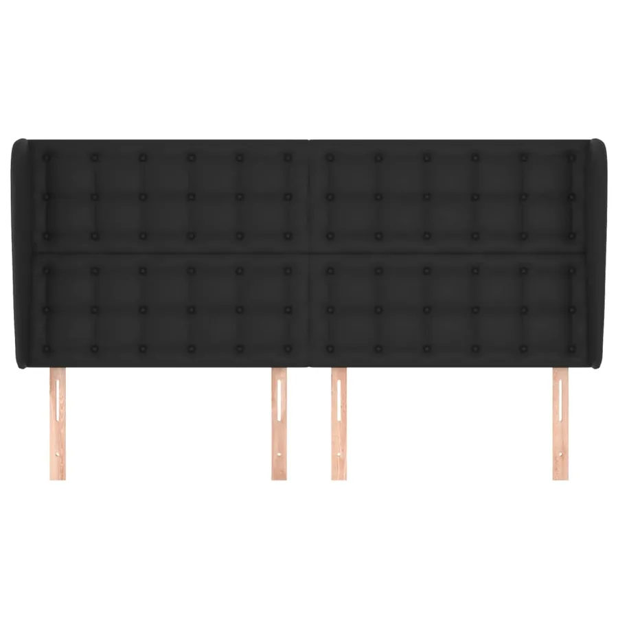 Tête de lit avec oreilles Noir 183x23x118/128 cm Similicuir - 4