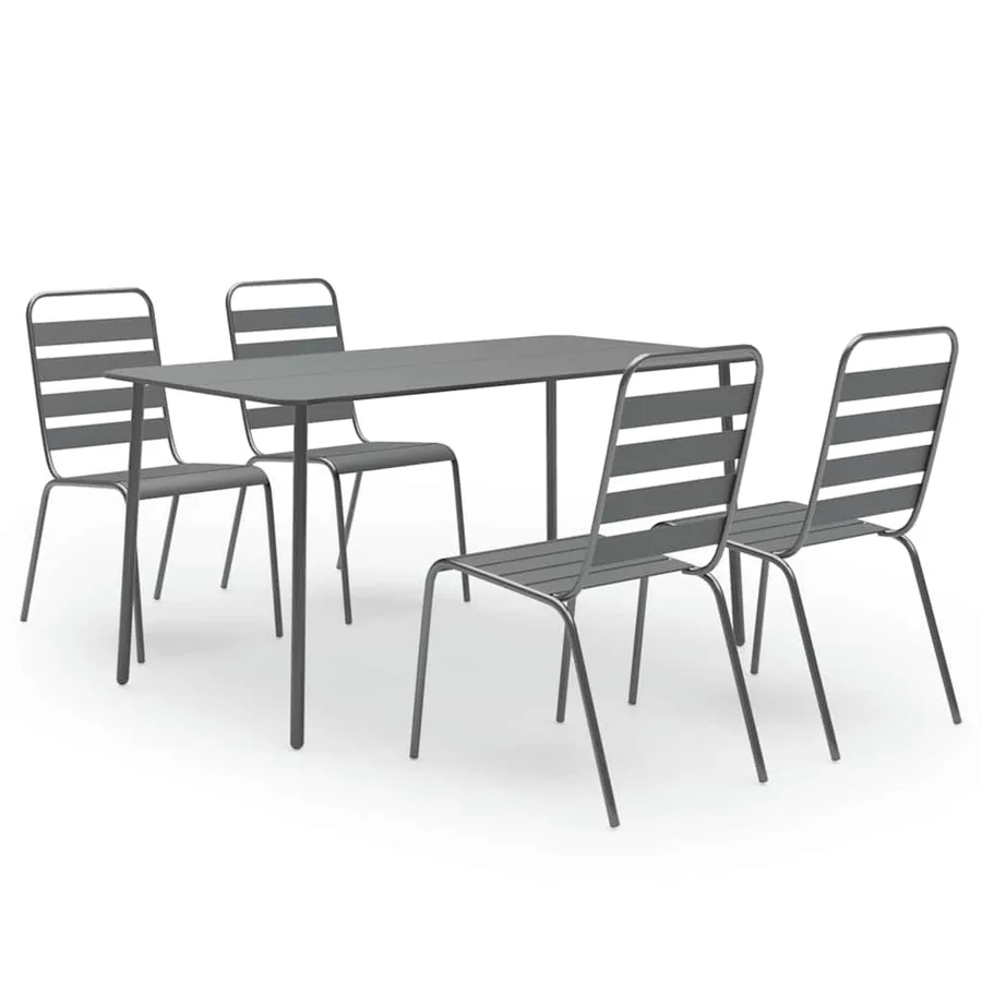 Ensemble à manger de jardin 5 pcs Acier Gris foncé - 2