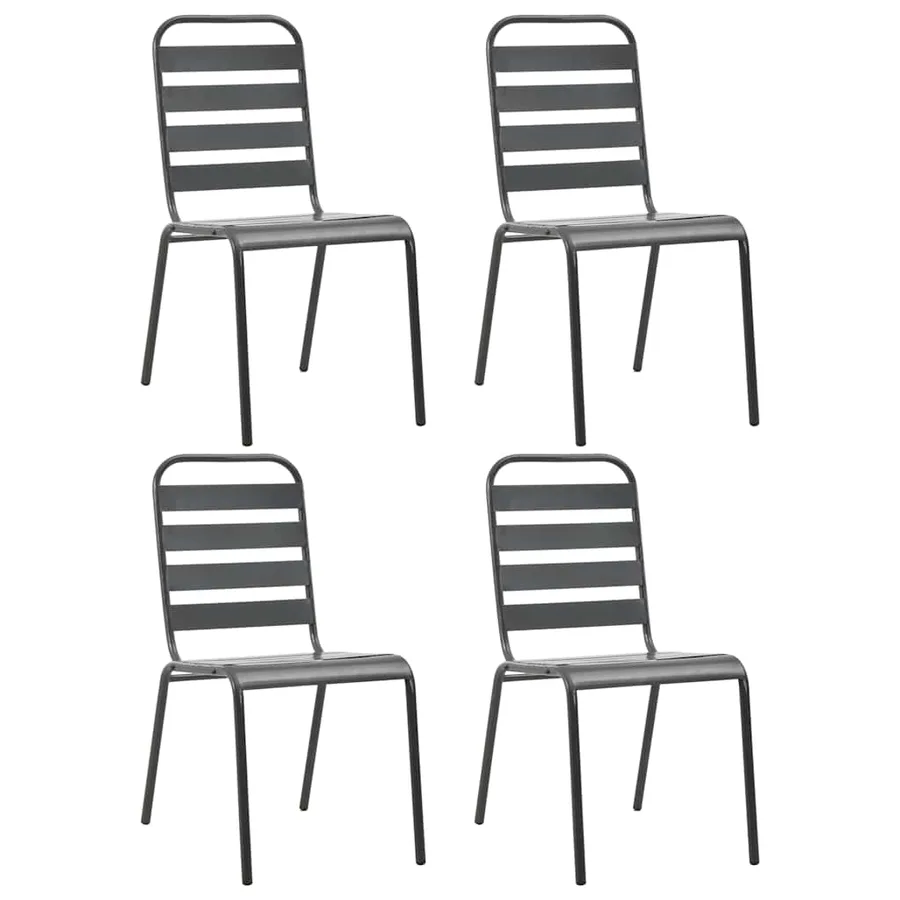 Ensemble à manger de jardin 5 pcs Acier Gris foncé - 5