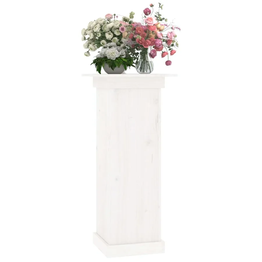 Support à fleurs Blanc 40x40x90 cm Bois de pin solide - 4