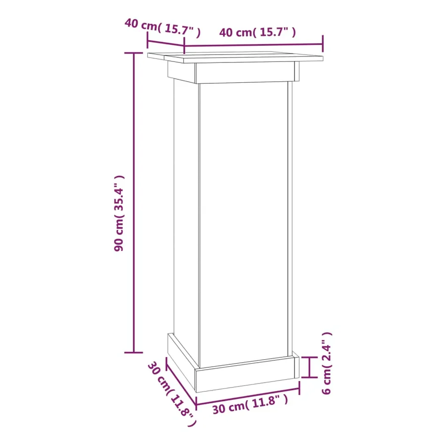 Support à fleurs Blanc 40x40x90 cm Bois de pin solide - 8