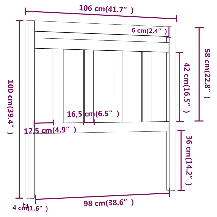 Tête de lit 106x4x100 cm Bois massif de pin - 5
