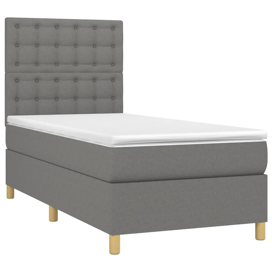 Sommier à lattes de lit et matelas et LED Gris foncé 90x200 cm - 3