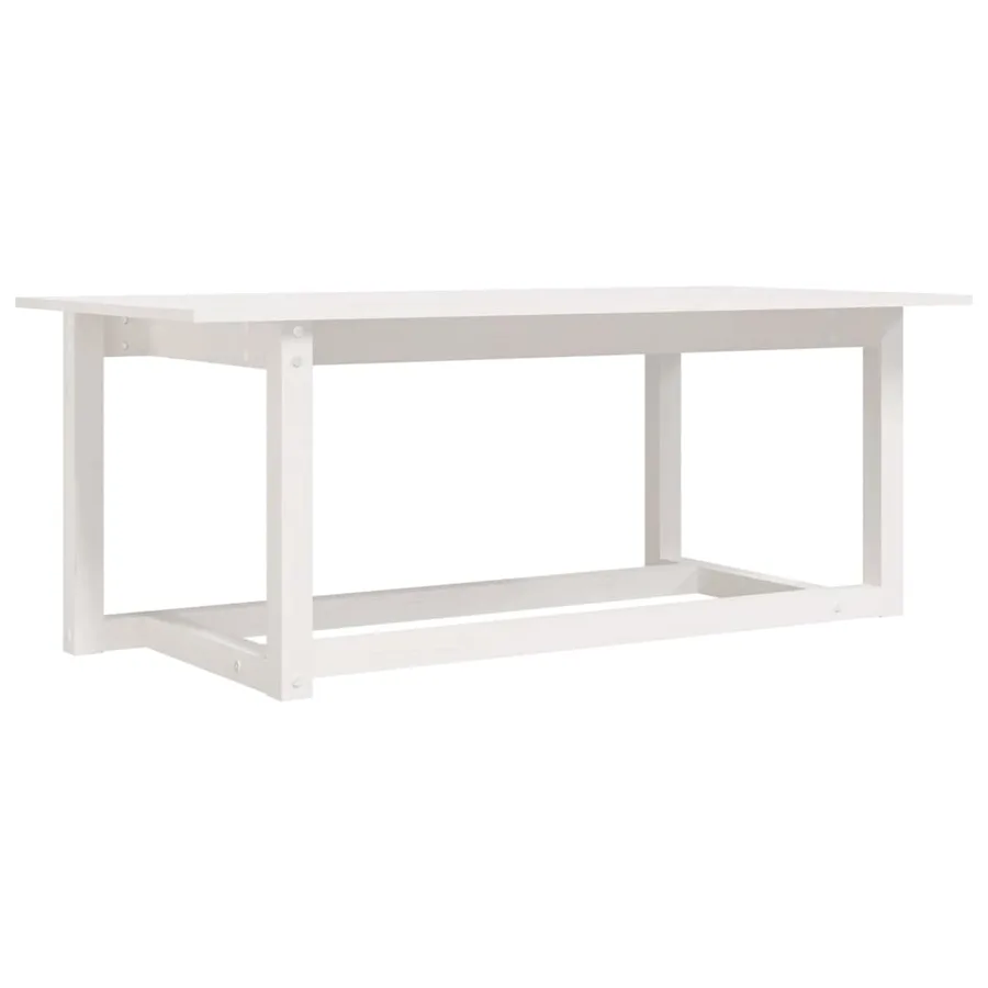 Table basse Blanc 110x55x45 cm Bois massif de pin - 2