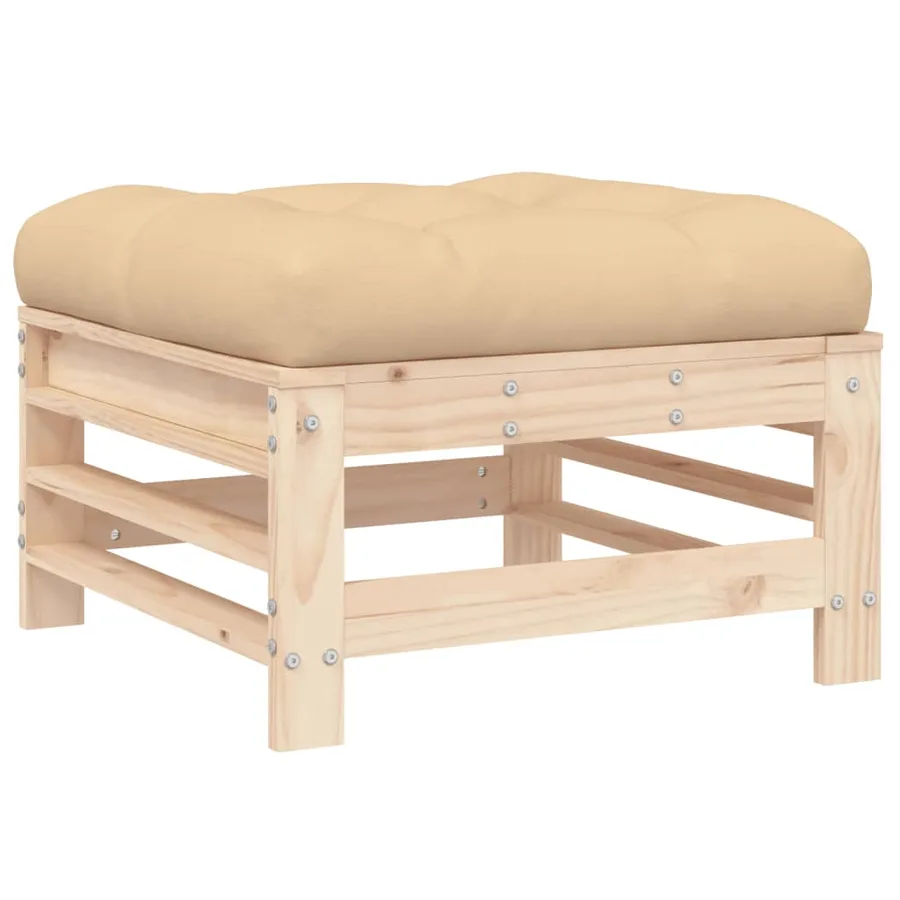 Salon de jardin 7 pcs avec coussins bois massif - 6