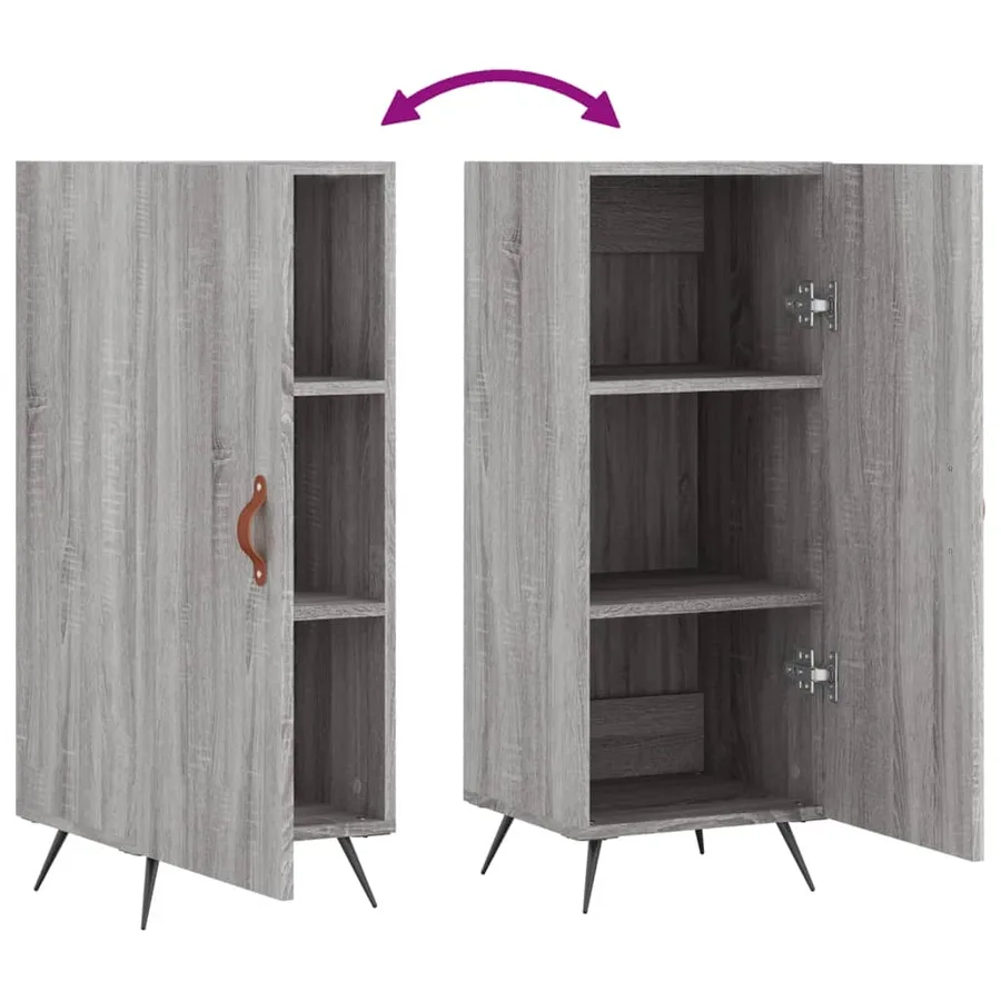 Buffet Sonoma gris 34,5x34x90 cm Bois d'ingénierie - 9