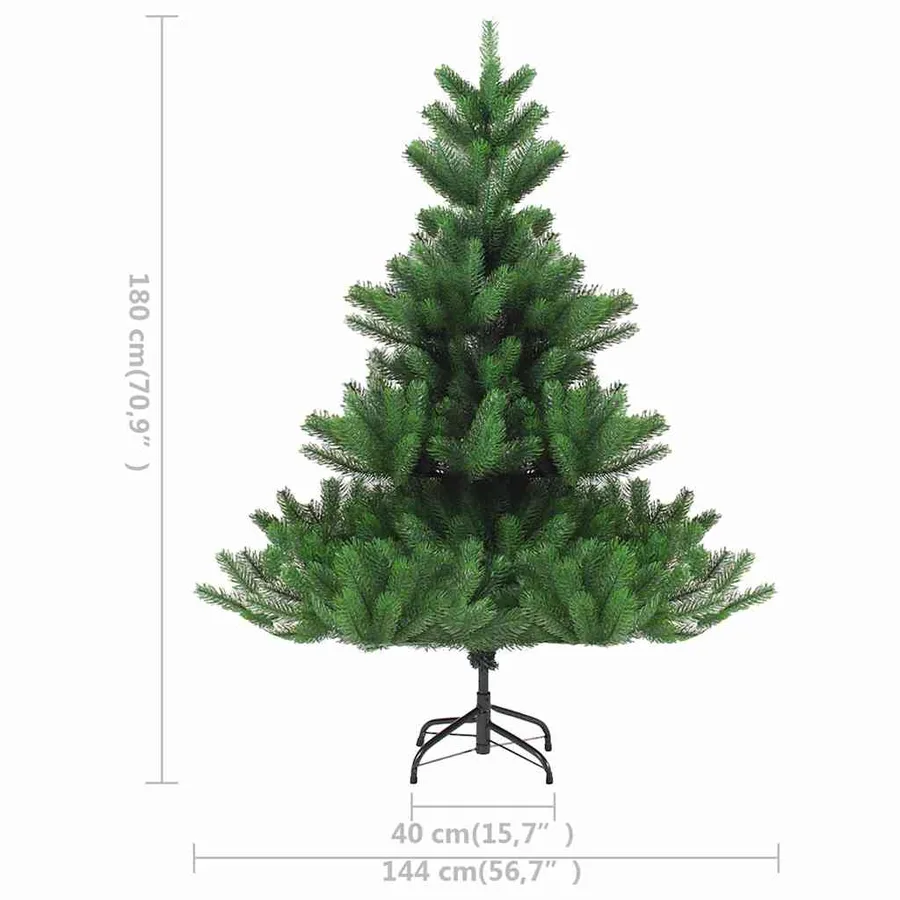 Sapin de Noël artificiel Nordmann avec LED et boules Vert 180cm - 12
