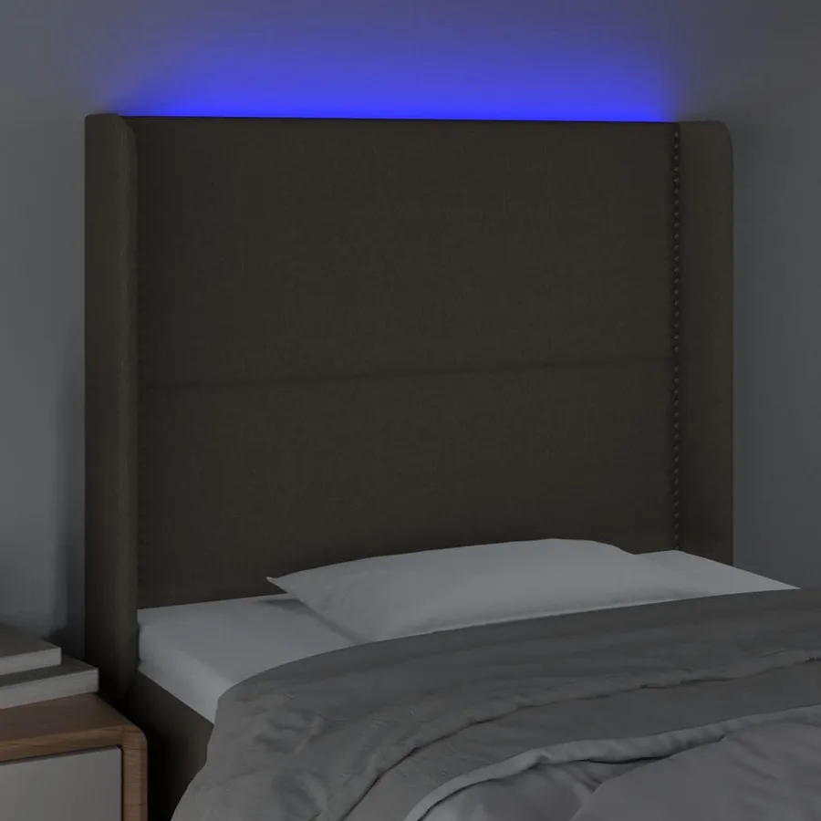Tête de lit à LED Taupe 93x16x118/128 cm Tissu - 4