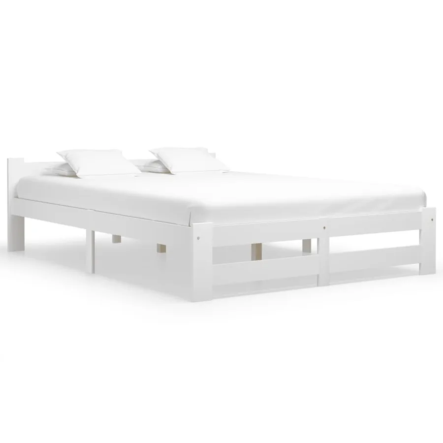 Cadre de lit sans matelas blanc bois de pin massif 120x200 cm