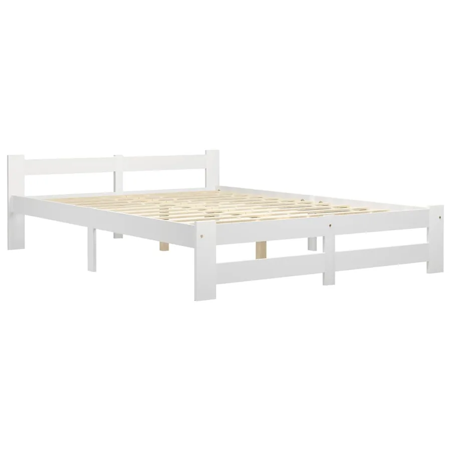 Cadre de lit sans matelas blanc bois de pin massif 120x200 cm - 2
