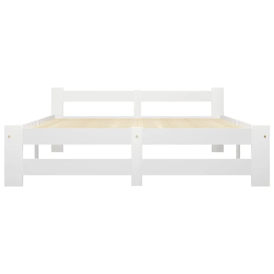 Cadre de lit sans matelas blanc bois de pin massif 120x200 cm - 3