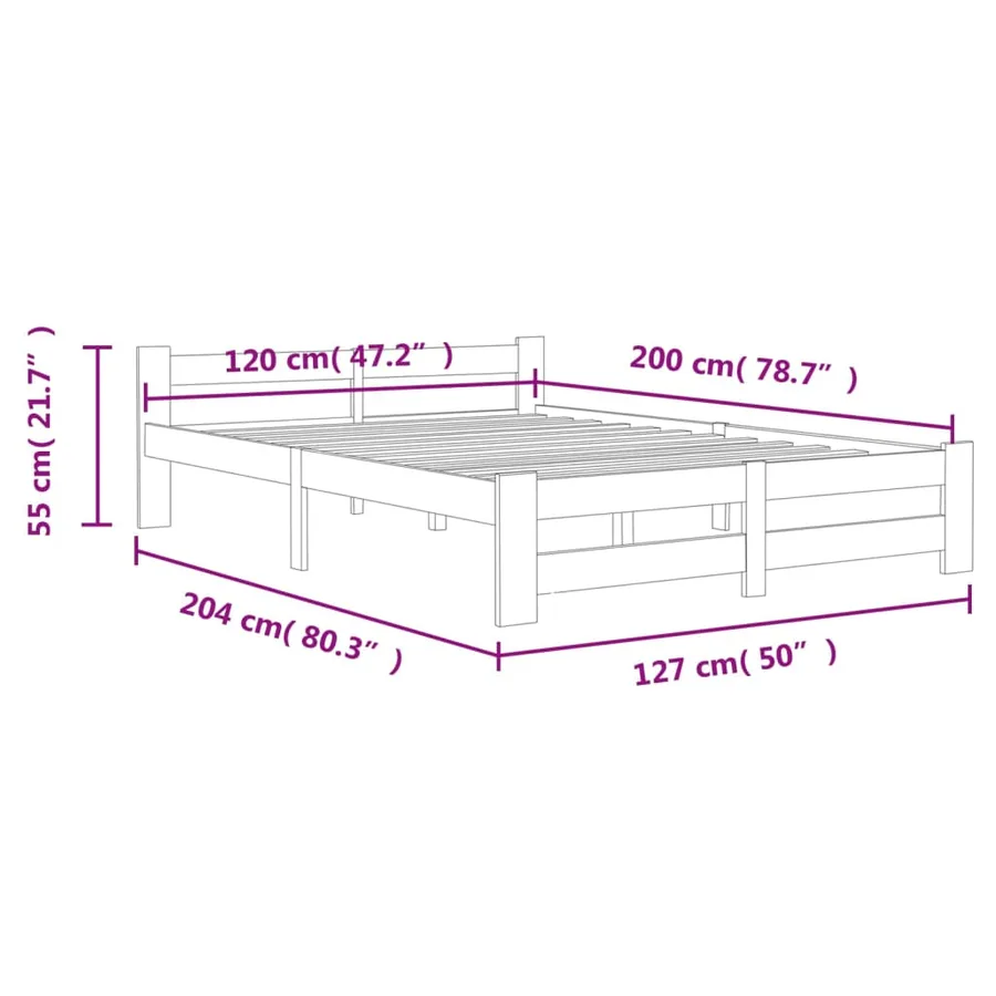 Cadre de lit sans matelas blanc bois de pin massif 120x200 cm - 6