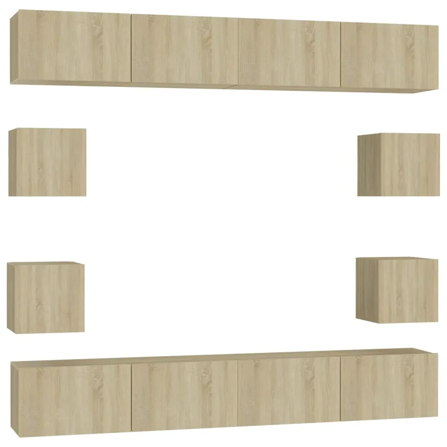Ensemble de meubles TV 8 pcs Chêne sonoma Bois d'ingénierie - 2