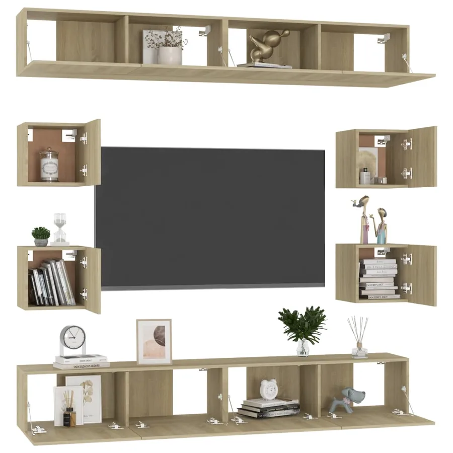 Ensemble de meubles TV 8 pcs Chêne sonoma Bois d'ingénierie - 5