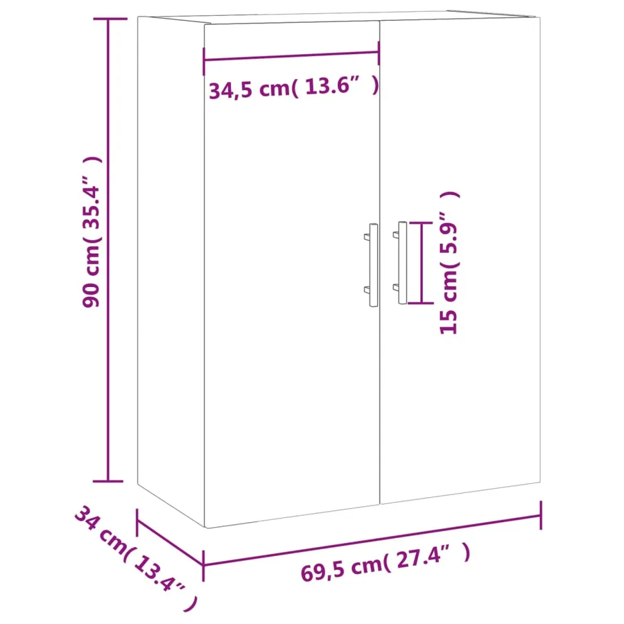 Armoire murale chêne sonoma 69,5x34x90 cm - 13