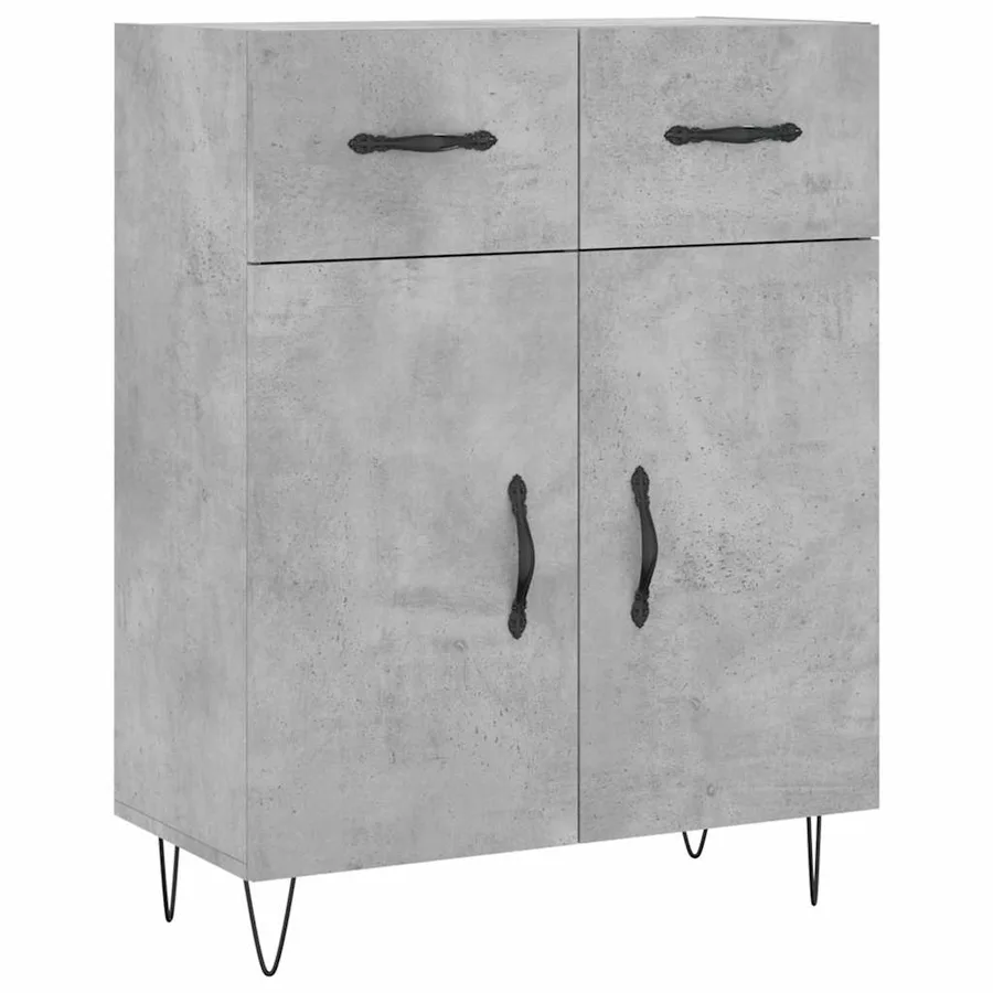 Buffet gris béton 69,5x34x90 cm bois d'ingénierie - 2