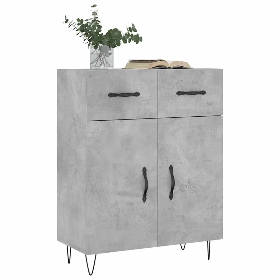 Buffet gris béton 69,5x34x90 cm bois d'ingénierie - 3