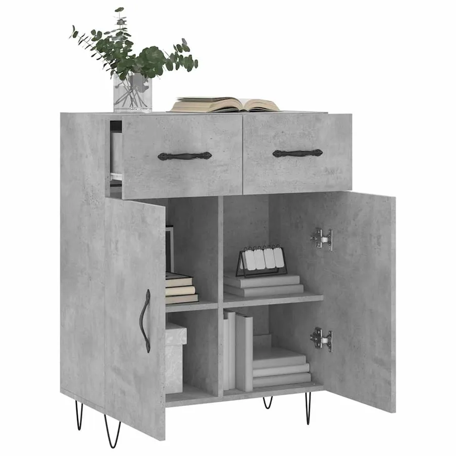 Buffet gris béton 69,5x34x90 cm bois d'ingénierie - 4