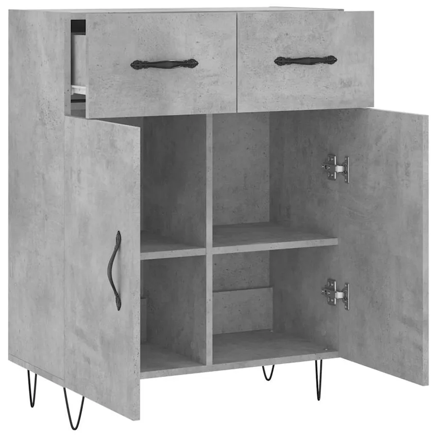Buffet gris béton 69,5x34x90 cm bois d'ingénierie - 5
