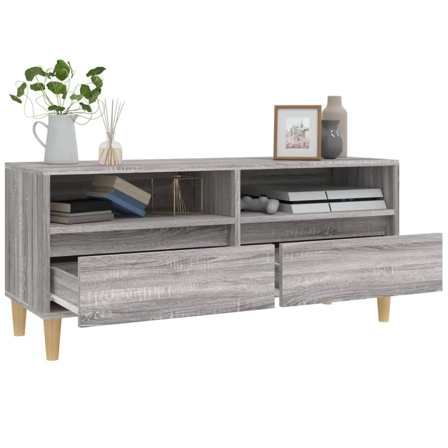 Meuble TV sonoma gris 100x34,5x44,5 cm bois d'ingénierie - 5