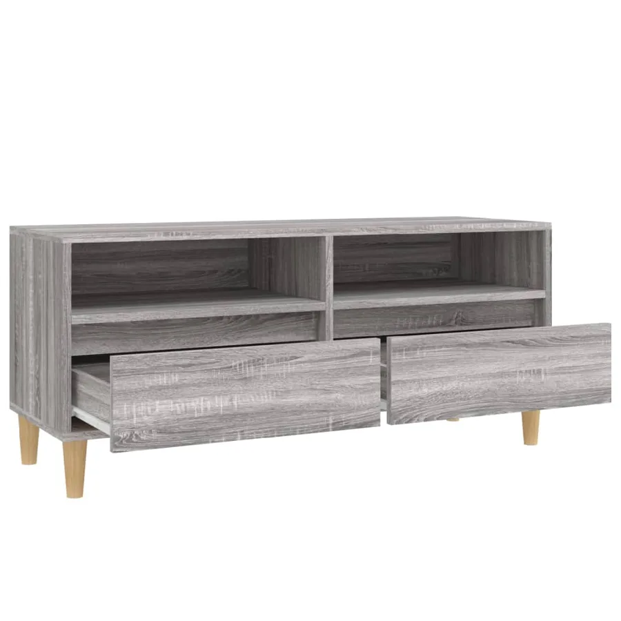 Meuble TV sonoma gris 100x34,5x44,5 cm bois d'ingénierie - 8