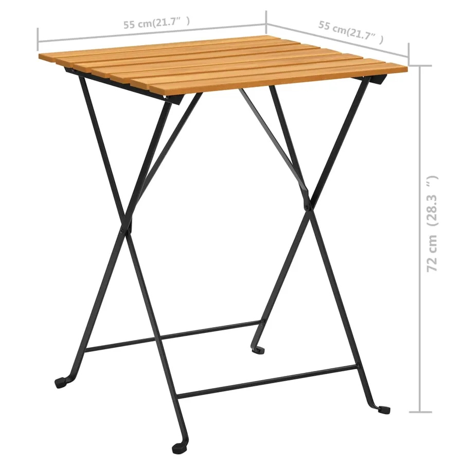 Mobilier de bistro pliable 3 pcs Bois d'acacia solide - 14