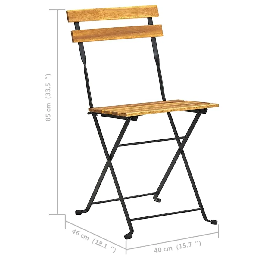 Mobilier de bistro pliable 3 pcs Bois d'acacia solide - 15