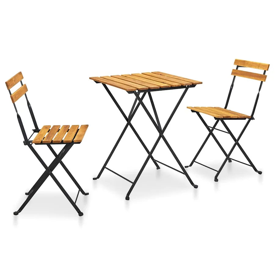 Mobilier de bistro pliable 3 pcs Bois d'acacia solide - 2