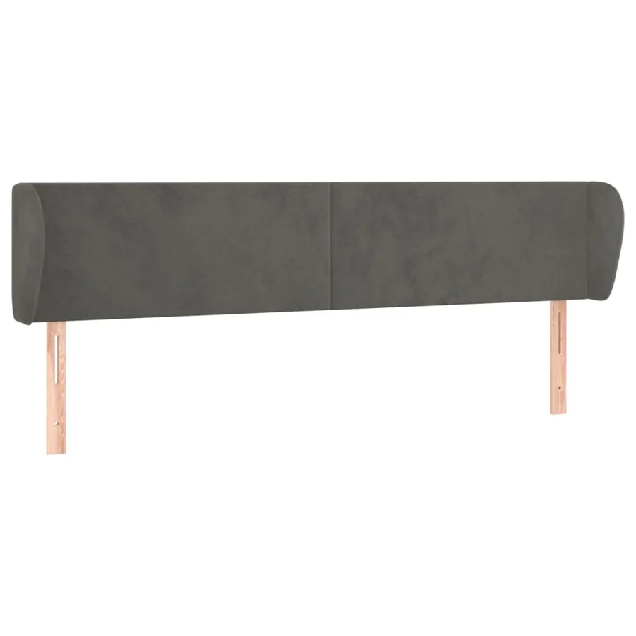 Tête de lit avec oreilles Gris foncé 163x23x78/88 cm Velours - 2