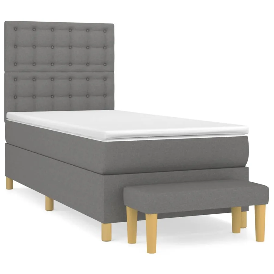 Sommier à lattes de lit avec matelas Gris foncé 90x200 cm Tissu - 2