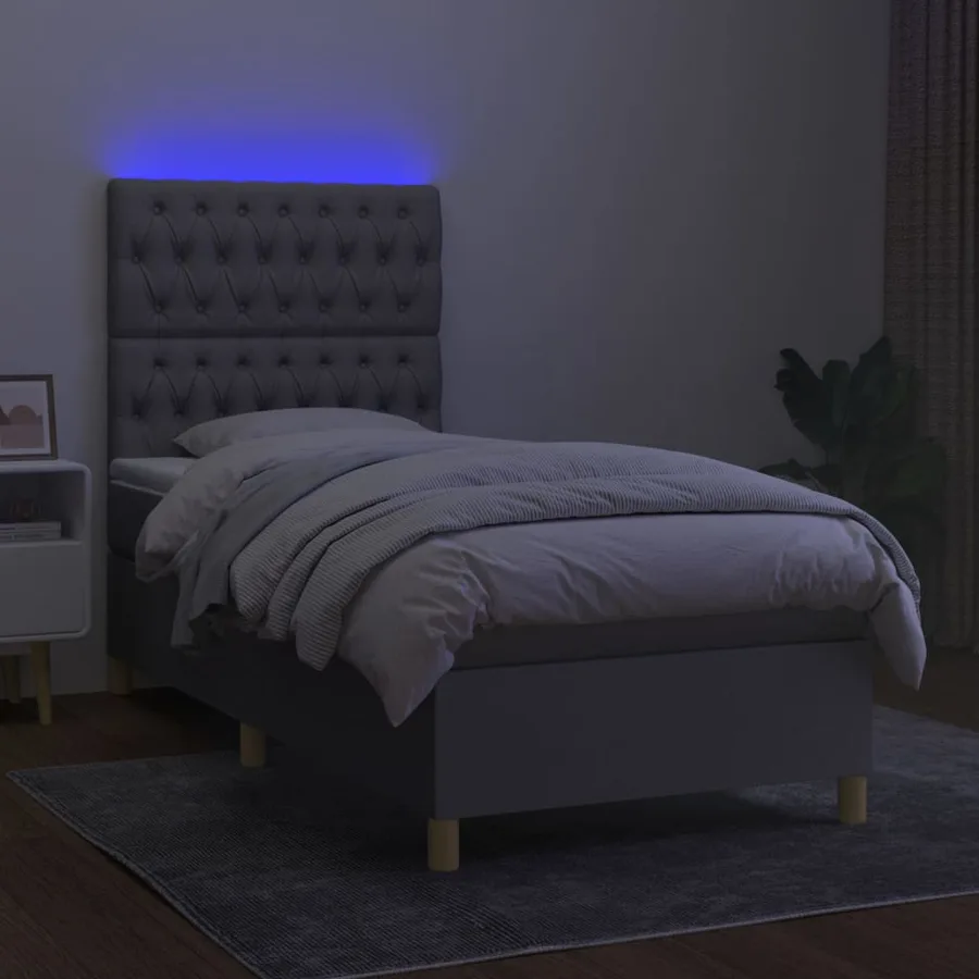 Sommier à lattes de lit et matelas et LED Gris clair 80x200cm - 4