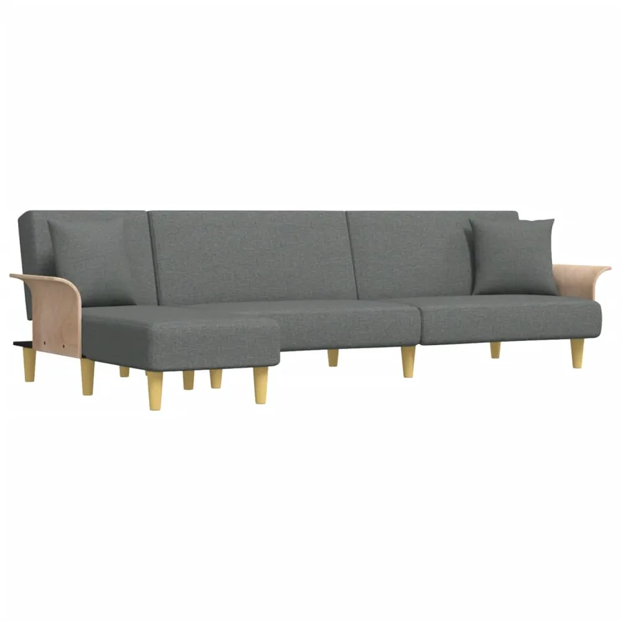 Canapé-lit en forme de L gris foncé 279x140x70 cm tissu - 2
