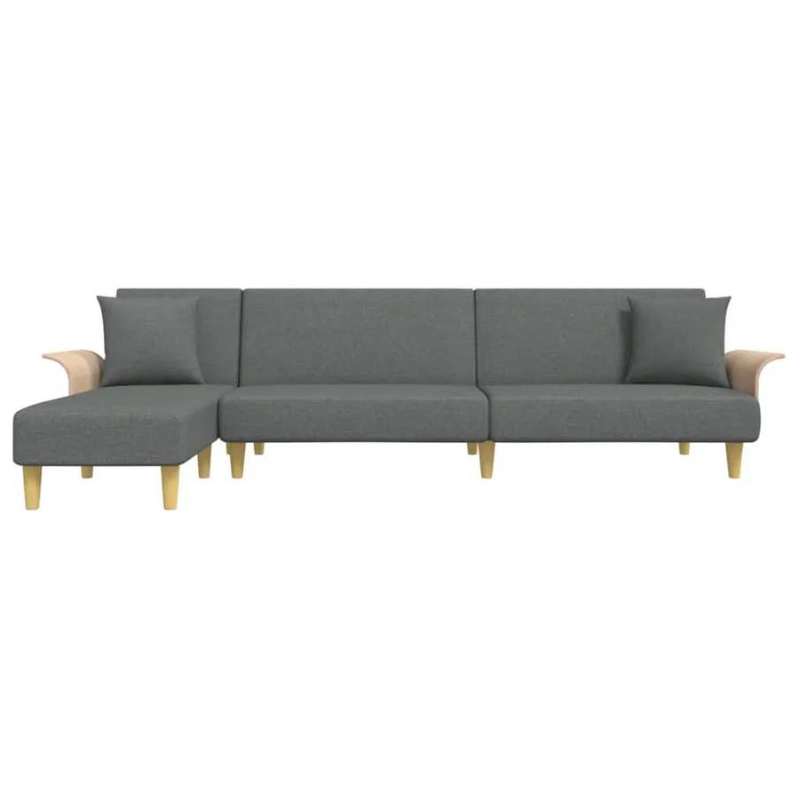 Canapé-lit en forme de L gris foncé 279x140x70 cm tissu - 3