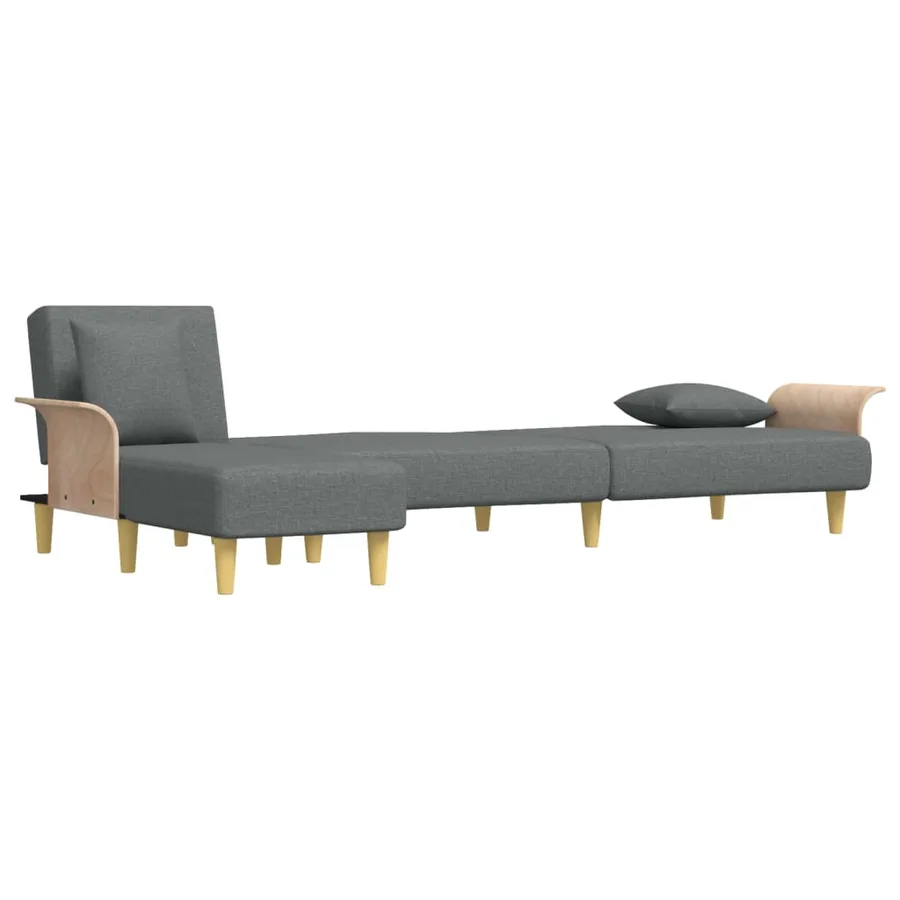 Canapé-lit en forme de L gris foncé 279x140x70 cm tissu - 4