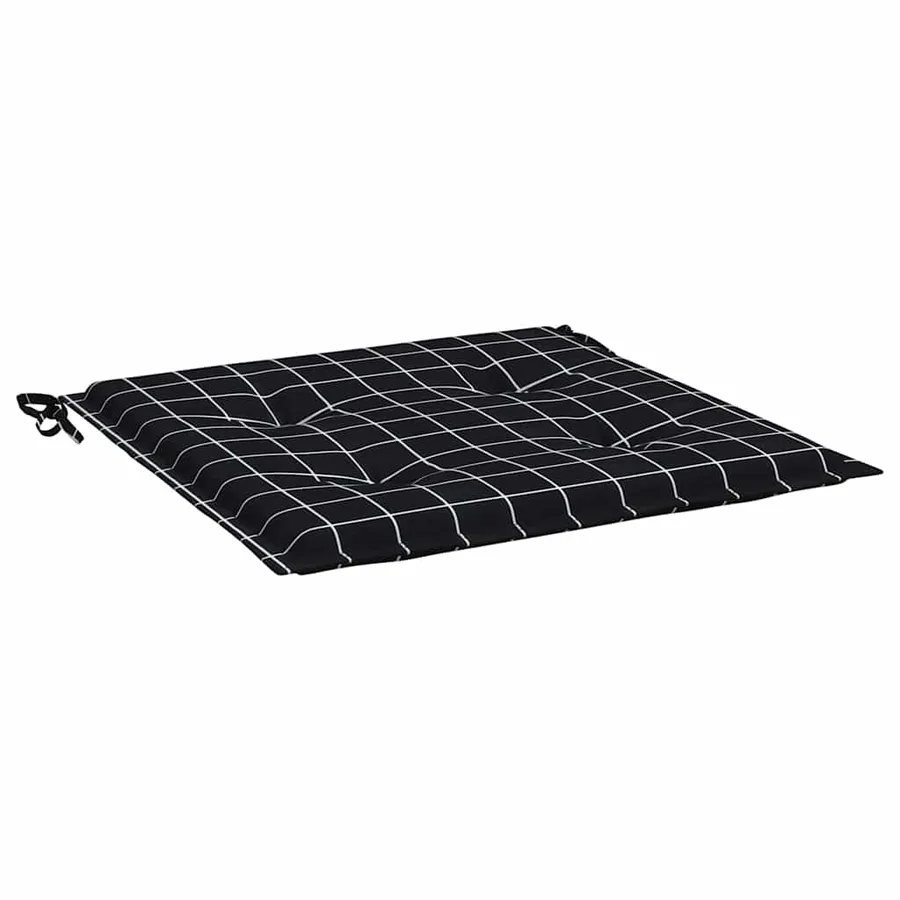 Coussins de chaise de jardin lot de 4 motif à carreaux noir - 5
