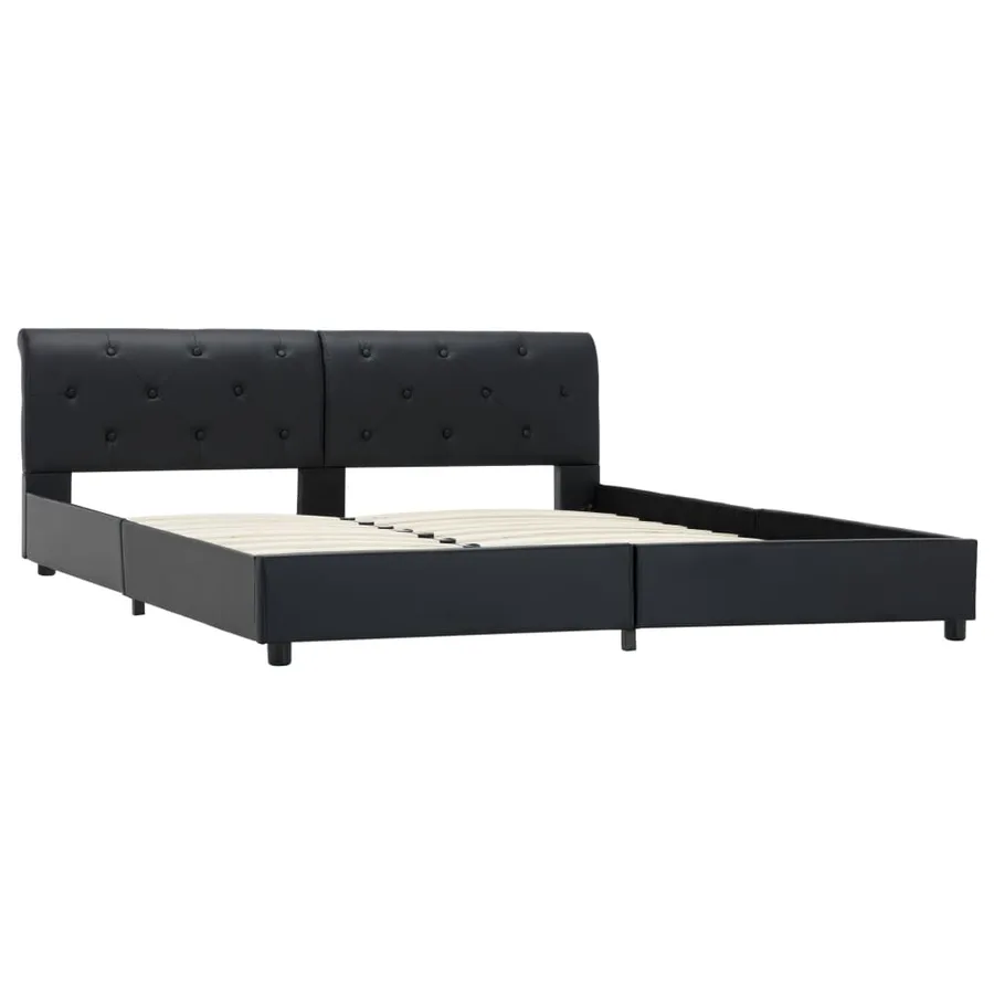 Cadre de lit Noir Similicuir 160 x 200 cm - 4