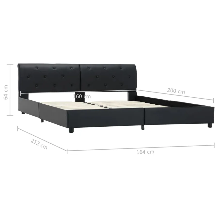 Cadre de lit Noir Similicuir 160 x 200 cm - 9