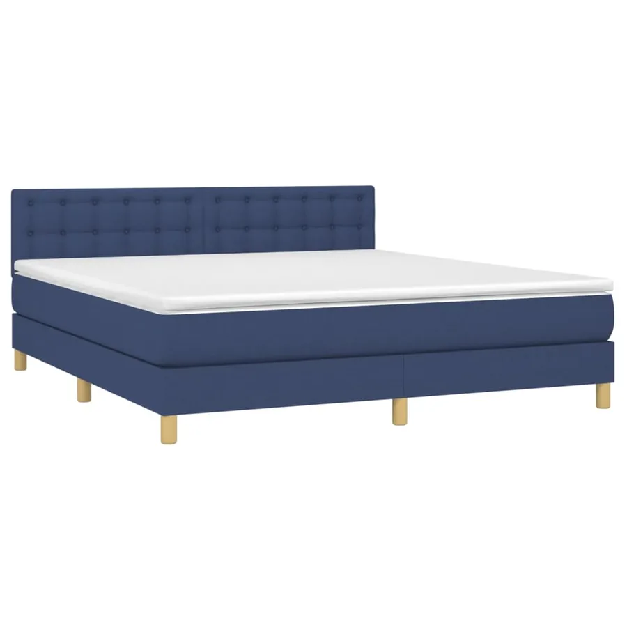 Sommier à lattes de lit avec matelas Bleu 180x200 cm Tissu - 3