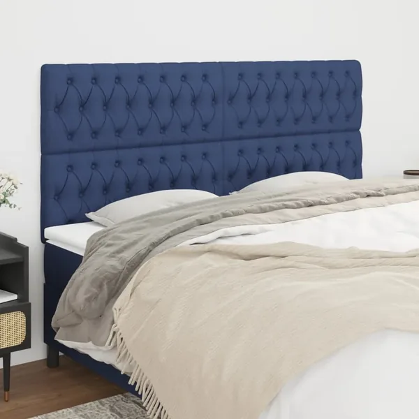 Tête de lit Bleu 200x7x118/128 cm Tissu