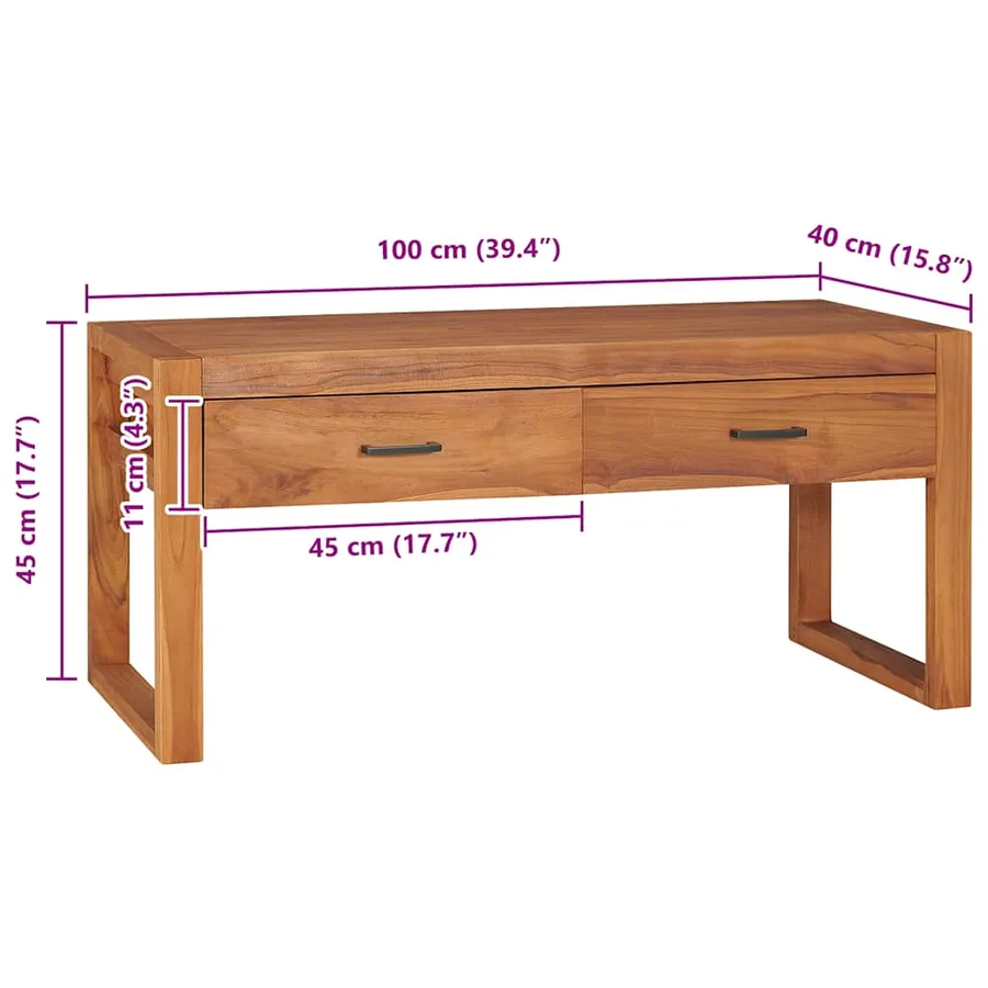 Meuble TV 100x40x45 cm Bois de teck - 9