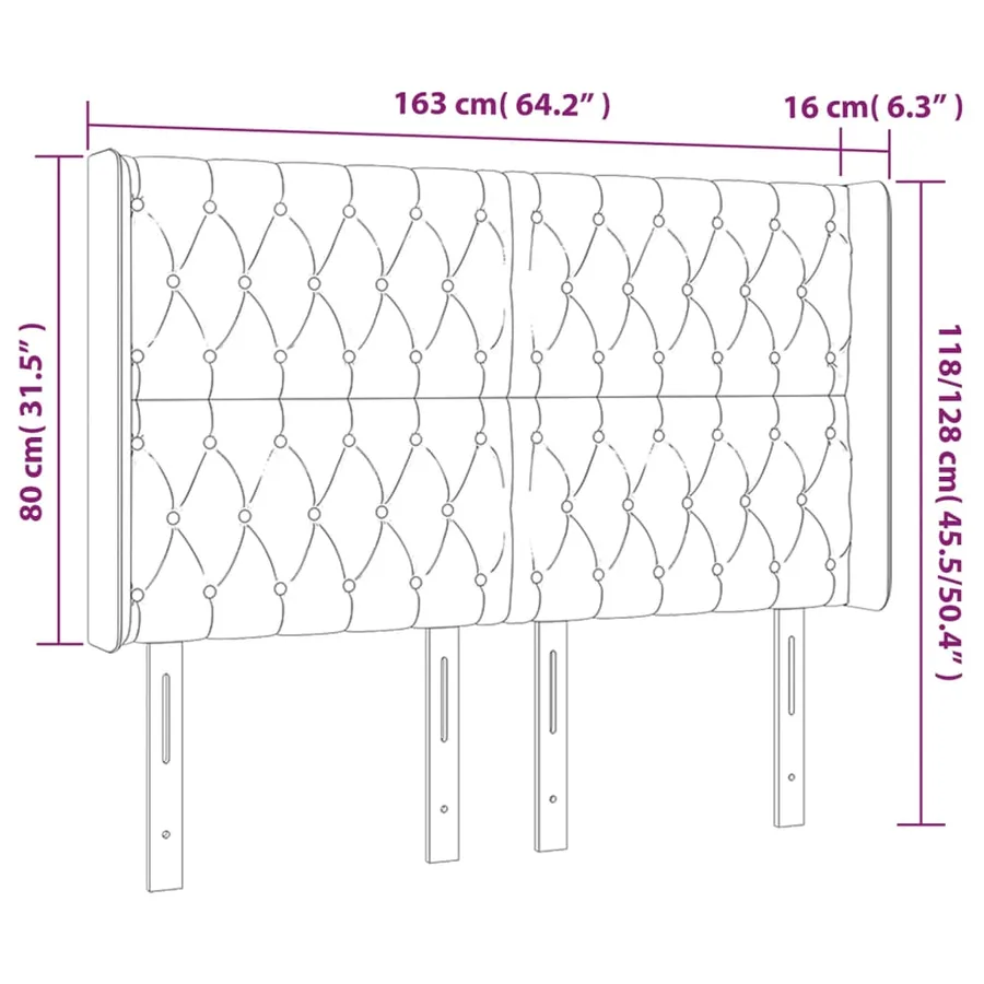 Tête de lit à LED Bleu 163x16x118/128 cm Tissu - 6