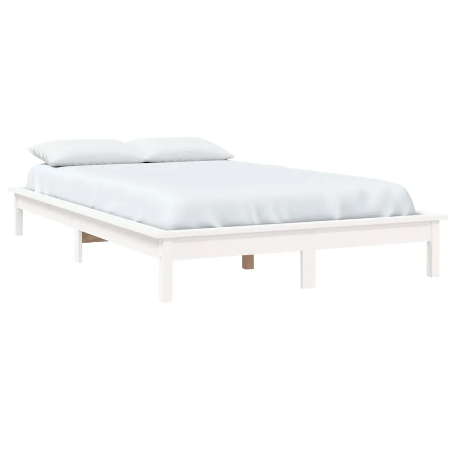Cadre de lit sans matelas blanc bois de pin massif - 3