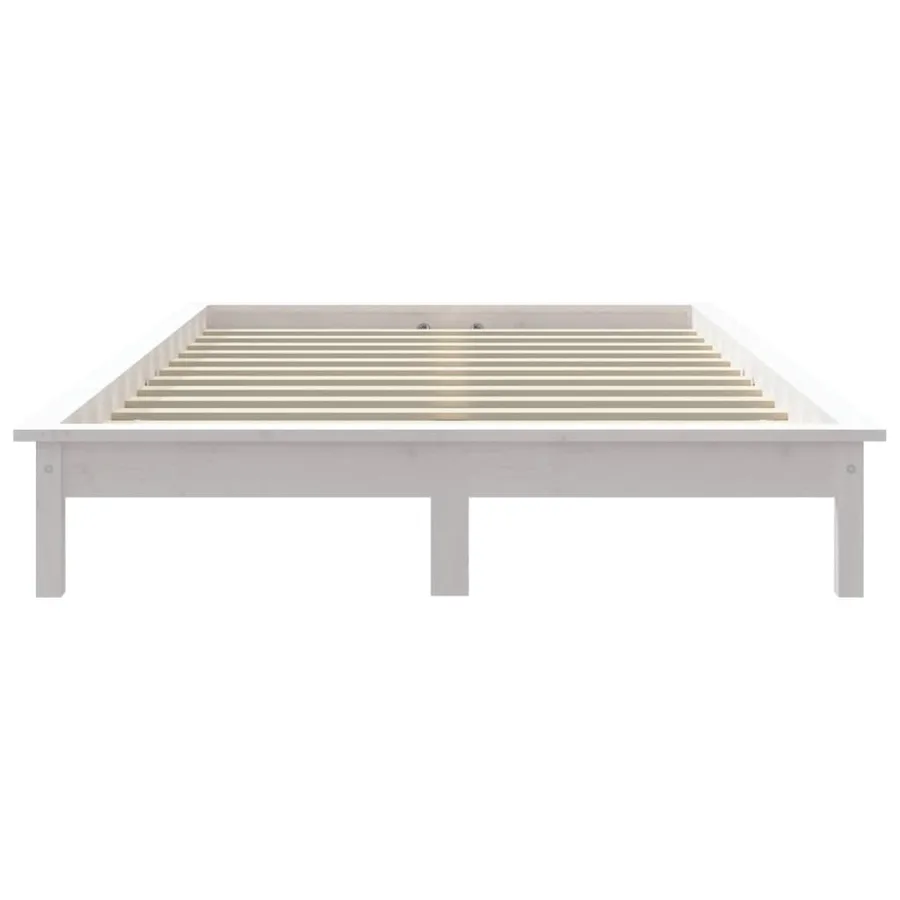 Cadre de lit sans matelas blanc bois de pin massif - 5