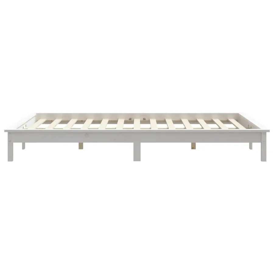 Cadre de lit sans matelas blanc bois de pin massif - 6