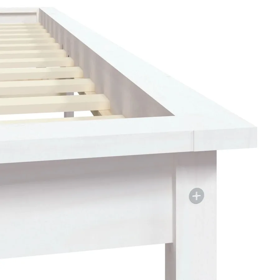 Cadre de lit sans matelas blanc bois de pin massif - 7